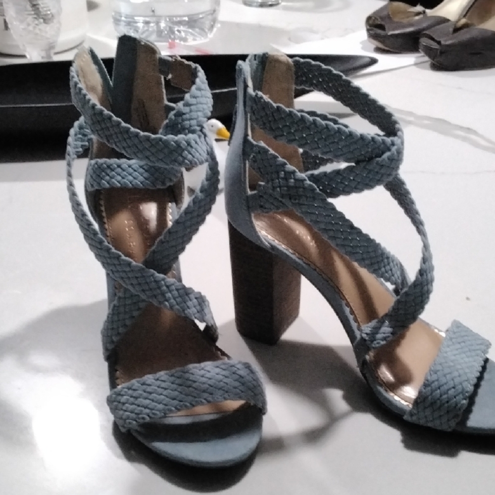 LC Lauren Conrad Braided Strappy Heels in Blue